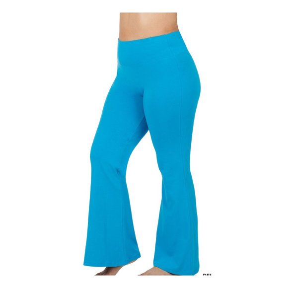 Pants - HIGH-WAIST YOGA FLARE PANTS OCEAN BLUE 2X